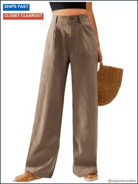 Wide Leg Pants High Waisted Button Down Straight Long Trousers Palazzo Pants